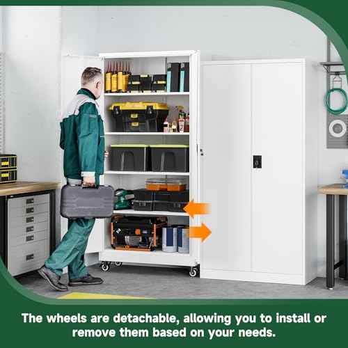 Metal Garage Storage Cabinets with Lock Door and Adjustable Shelves