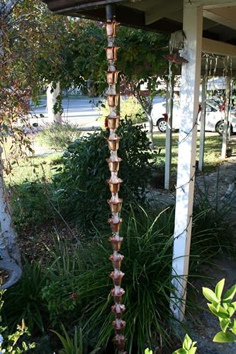 Nutshell Stores Flower Cups Rain Chain - Copper - 11 Feet