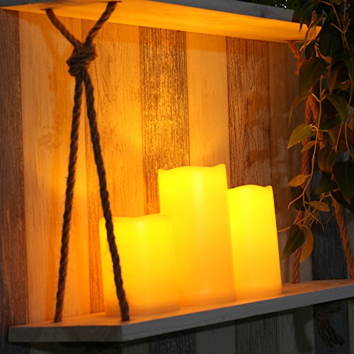 Waterproof Outdoor Battery Operated Flameless Candles Flickering Plastic Resin Electric LED Pillar Lights for Lantern Patio Garden Wedding Halloween Christmas Decorations 3x4”5”6” 3 Pack (3 Count)
