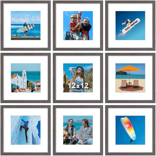 12x12 Picture Frames Set of 9 for Wall Mounting (9 Count)
