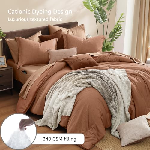 Queen Comforter Set 7 Pieces Autumn Leaf Bed in a Bag