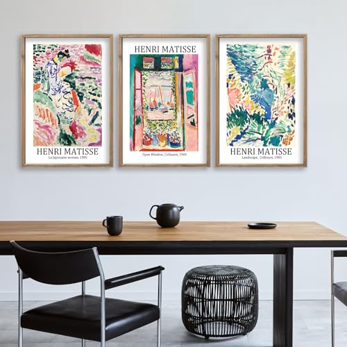 Henri Matisse Wall Art Decor Set of 3 16x11 Inch Wood Framed (3 Count)