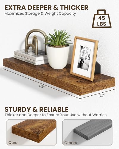 30" Floating Shelves for Wall (2 Count)