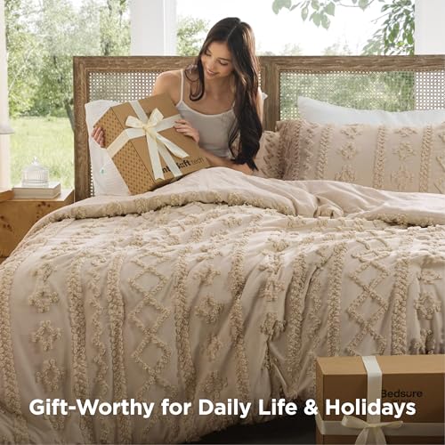 Tufted Boho Comforter Set Queen Size