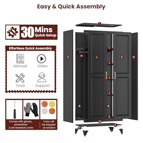 71" Tall Wardrobe Closet with 2 Doors and Hanging Rod