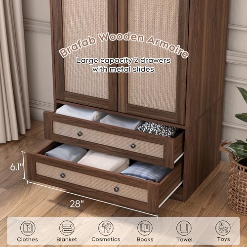 Wooden Armoire Wardrobe Closet with Drawers
