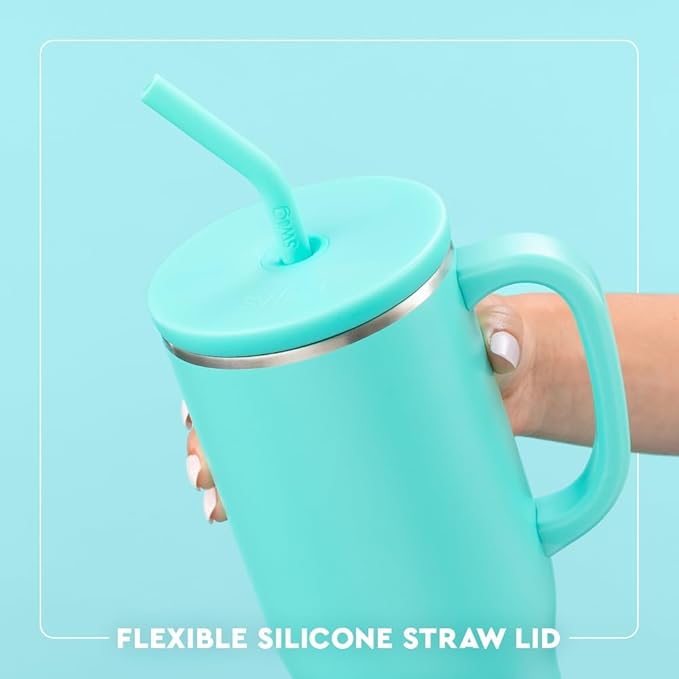 Swig Life 40oz Mega Mug, 40oz Tumbler with Handle and Straw, Extra Large Insulated Tumblers, Cup Holder Friendly Travel Mug (Glacier Stripe)