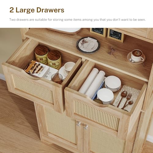 Tall Storage Cabinet with 2 Drawers & Adjustable Shelves