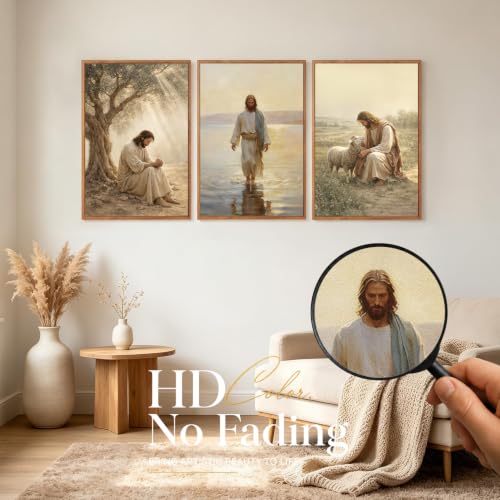 KAlRNE Vintage Jesus Christian Decor God Scripture Wall Art Set (3 Count)