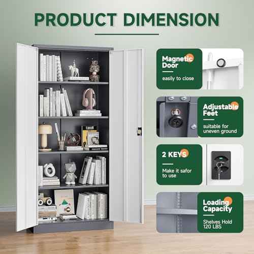 Metal Garage Storage Cabinets with Lock Door and Adjustable Shelves
