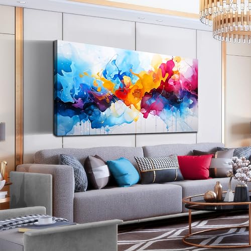 Colorful Abstract Canvas Wall Art for Living Room Bedroom Home Office Modern Wall Decor Blue Orange Pink Gray Abstract Picture Ready to Hang Size 30x60