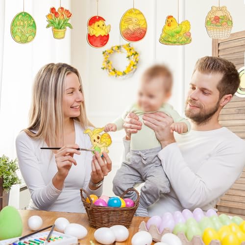 36PCS Wooden Easter Ornaments to Paint (36 Count)
