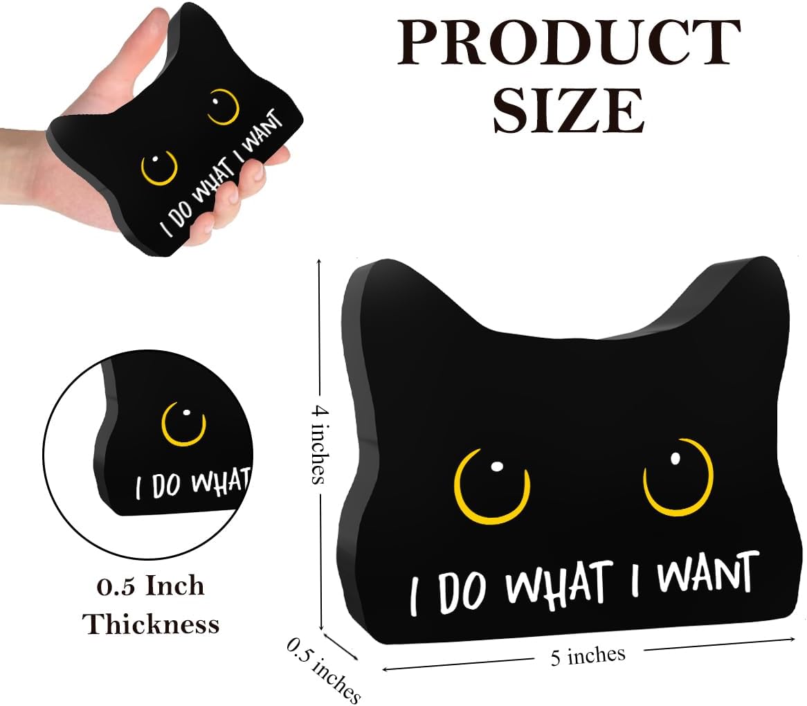 I Do What I Want Funny Bathroom Acrylic Decor Sign Black Cat Decor Cat Decor for Home Bathroom Cat Lover Gifts For Women Men