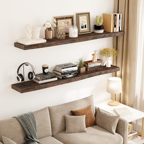 Wood Floating Shelves Live Edge 40” Set of 2 (2 Count)