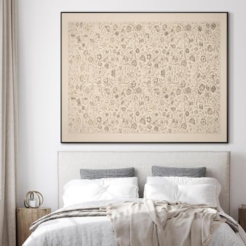 60"x72" Extra Large Framed Wall Art Vintage Botanical Sketch with Detailed Floral Pattern