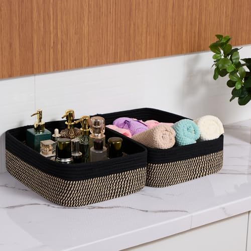 Large Shallow Organizing Baskets 15x11x5.1 Inches (4 Count)