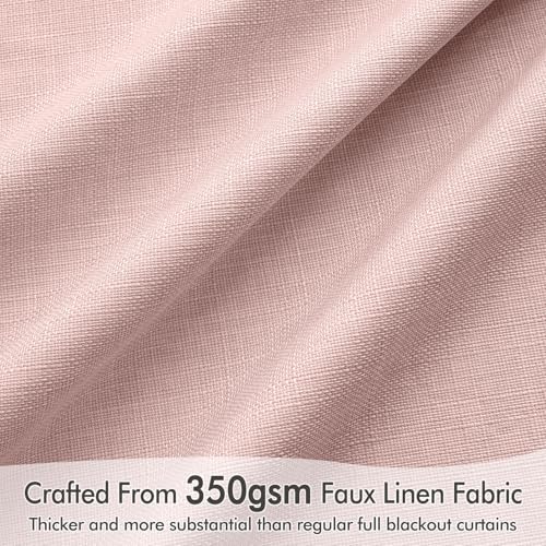 100% Blackout Back Tab Pleat Linen Curtains 50" Wx72 L (2 Count)