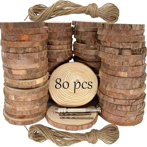 Unfinished Natural Wooden Slices 80 Pcs 3.2 (80 Count)