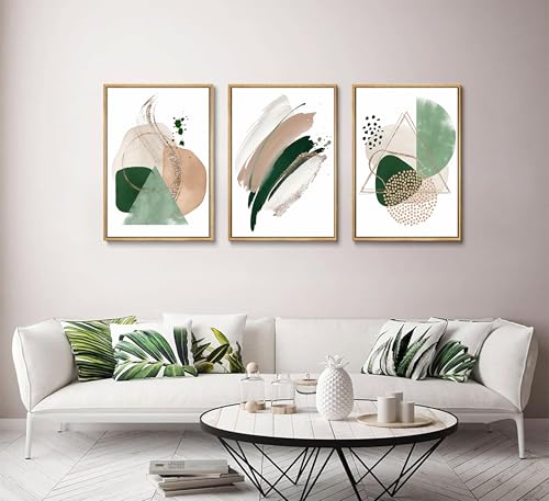 3Pcs Sage Green Minimalist Geometric Abstract Posters Wall Art (3 Count)