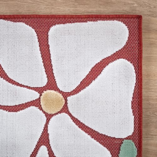 Outdoor Rug 5x7 Modern Floral Tropical Area Rugs for Outdoor and Indoor Patio Easy to Clean Non Shedding Living Room Porch Garden Washable Outside Carpet (35 Sq Ft)