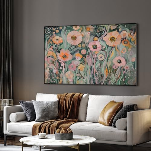 30"x60" Extra Large Framed Wall Art Whimsical Garden Bloom