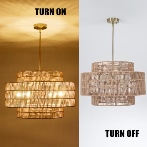 6-Light 3-Tier Rattan Chandelier