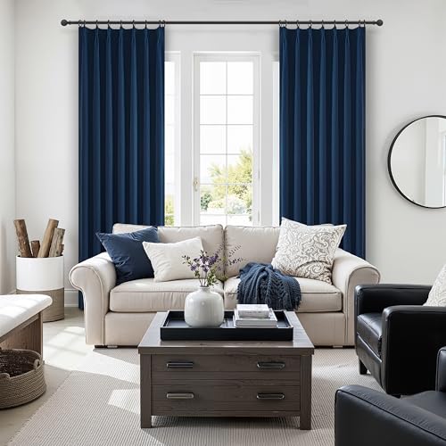 Navy Blue Blackout Curtains 108 Inch Length for Kids (2 Count)