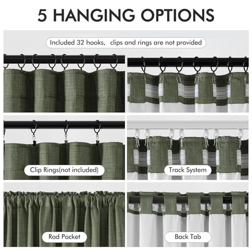 100% Blackout Back Tab Pleat Linen Curtains 50" Wx90 L (2 Count)