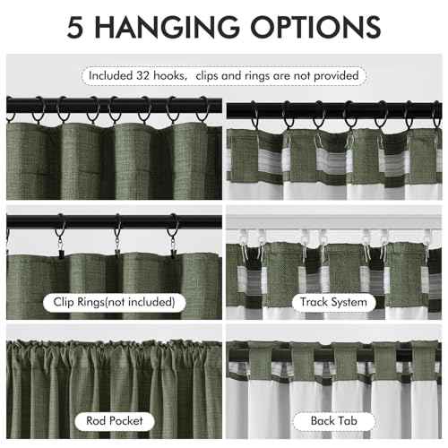 100% Blackout Back Tab Pleat Linen Curtains 50" Wx96 L (2 Count)
