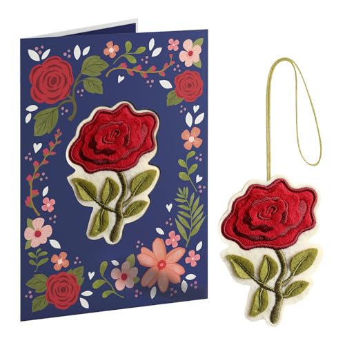 Everlasting Rose Romantic Felt Keepsake Birthday & Everyday Card
