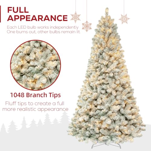 7 ft Prelit Snow Flocked Christmas Tree with 300 Warm White LEDs