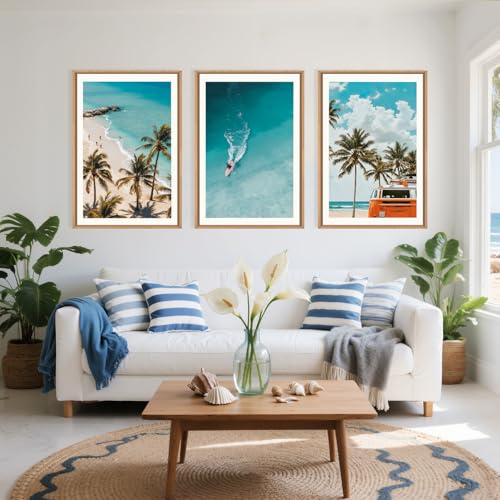 Large Nature Surfboard Beach Framed Canvas Wall Art