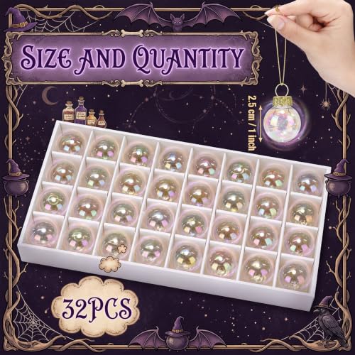 32 Pcs 1'' Mini Glass Halloween Ornament (32 Count)
