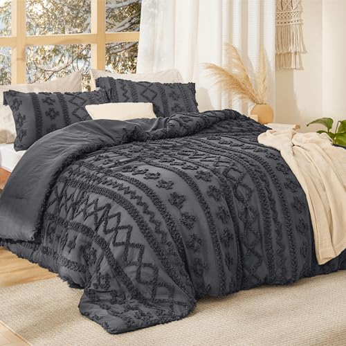 Tufted Boho Comforter Set Queen Size