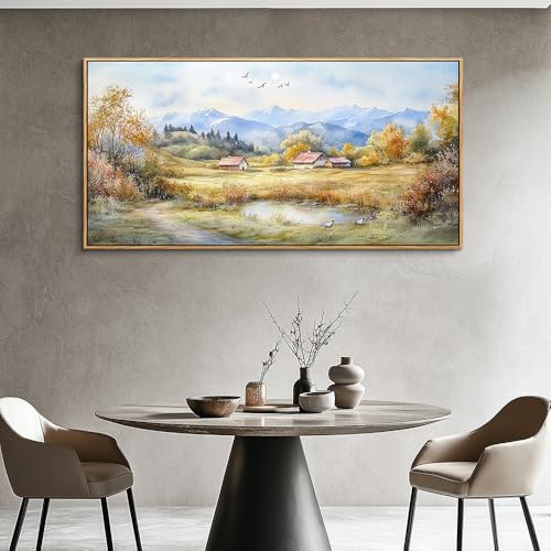 Canvas Wall Art For Living Room Farmhouse Dining Room Home Wall Decor For Bedroom Office Wall Decoration Rural Landscape Painting Wood Frame Prints Pictures Artwork Aesthetics 20"x40"