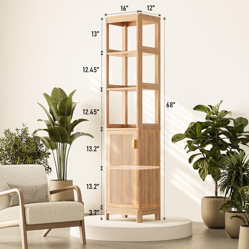 68'' Tall Narrow Storage Cabinet with Adjustable Shelf and Door