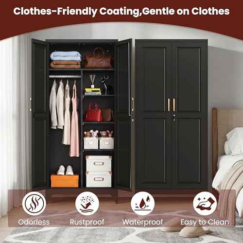 71" Tall Armoire Wardrobe Closet with Lock & Doors