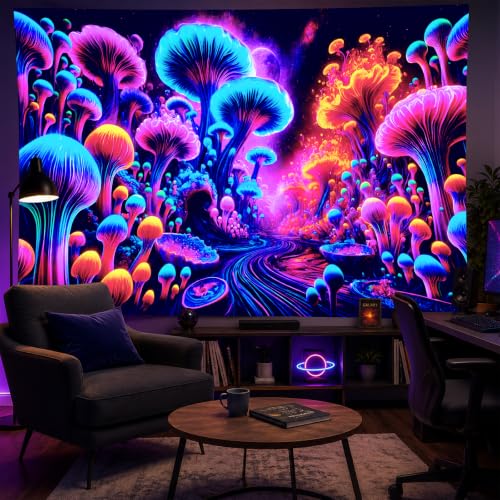 Blacklight Tapestry Fantasy Forest Room Decor 78 x 59 Inch