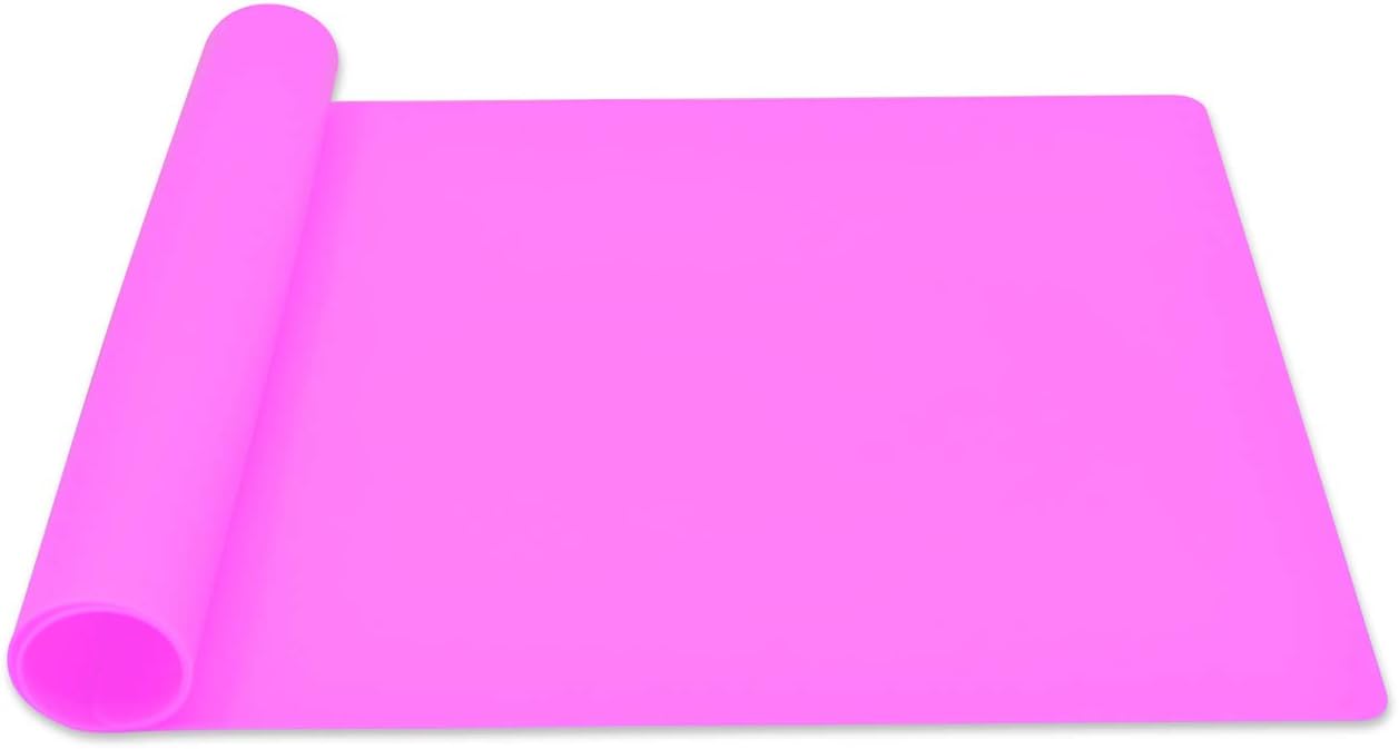 Silicone Placemats, Food-Grade Non-Slip Waterproof, Dining, Stain Resistant, Countertop Protector, Kitchen Counter Mat, Heat Resistant, Baking mat Dishwasher Safe (23.6"×15.7"-1pack, Rose)