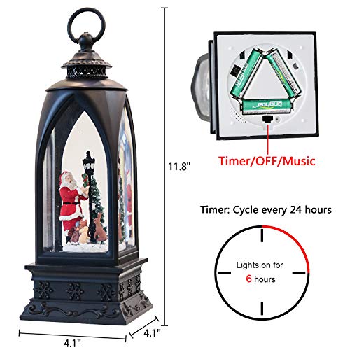 12” Christmas Snow Globe Lantern Snowman with Music & Timer