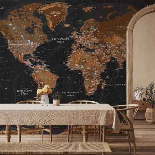 Wall Mural World Map 135x101 in (94.5 Sq Ft)