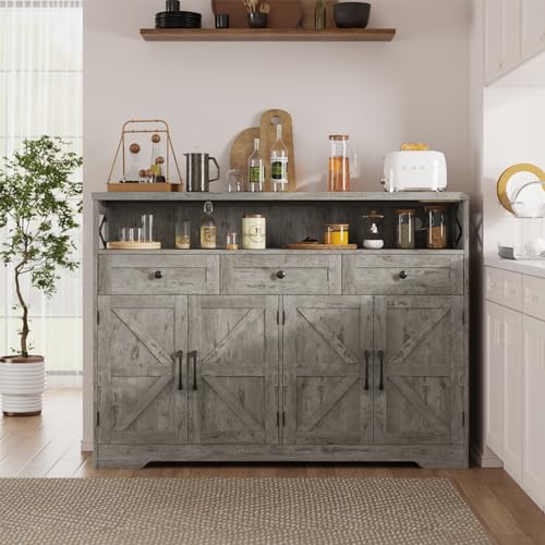 Farmhouse Buffet Cabinet with Drawers & Barn Doors