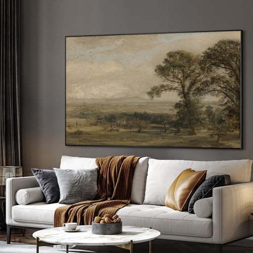 46"x72" Extra Large Framed Wall Art Vintage Landscape with Trees and Distant Horizon for Home Living Room Bedroom Decor