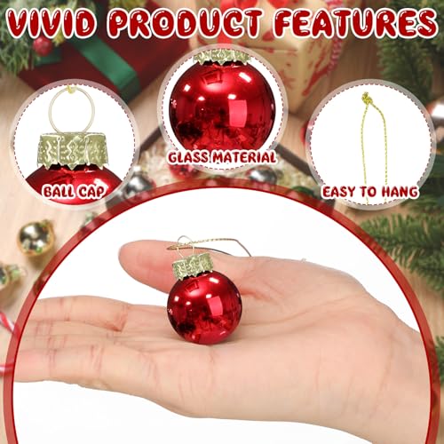 32 Pcs 1'' Mini Glass Christmas Ornament (32 Count)