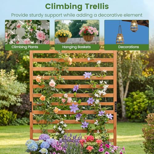 59" Raised Garden Bed with Trellis & Detachable Base Panel
