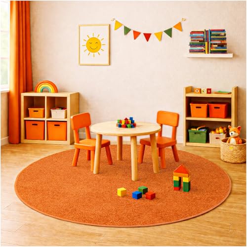 Soft & Colorful 11' Round Kids Classroom Area Rug