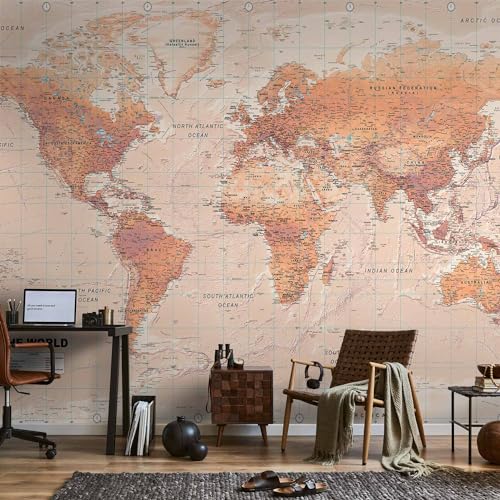 Wall Mural World Map 138x101 in (96.44 Sq Ft)
