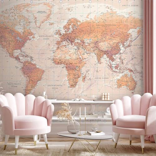 Wall Mural World Map 138x101 in (96.44 Sq Ft)