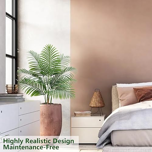 2 Pack Artificial Palm Tree Indoor Plant 3FT Tall Fake Tropical Palm Tree in Pot