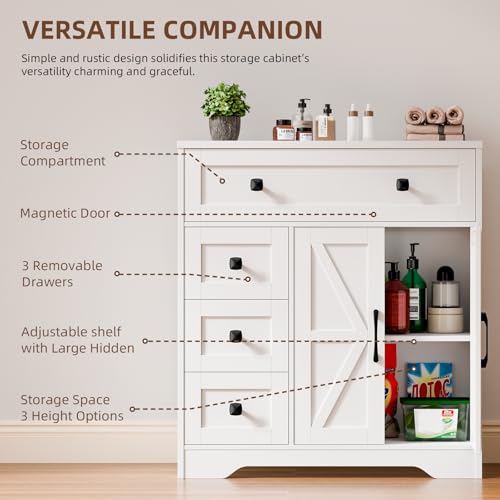 Farmhouse Storage Cabinet with 2 Doors and 4 Drawers